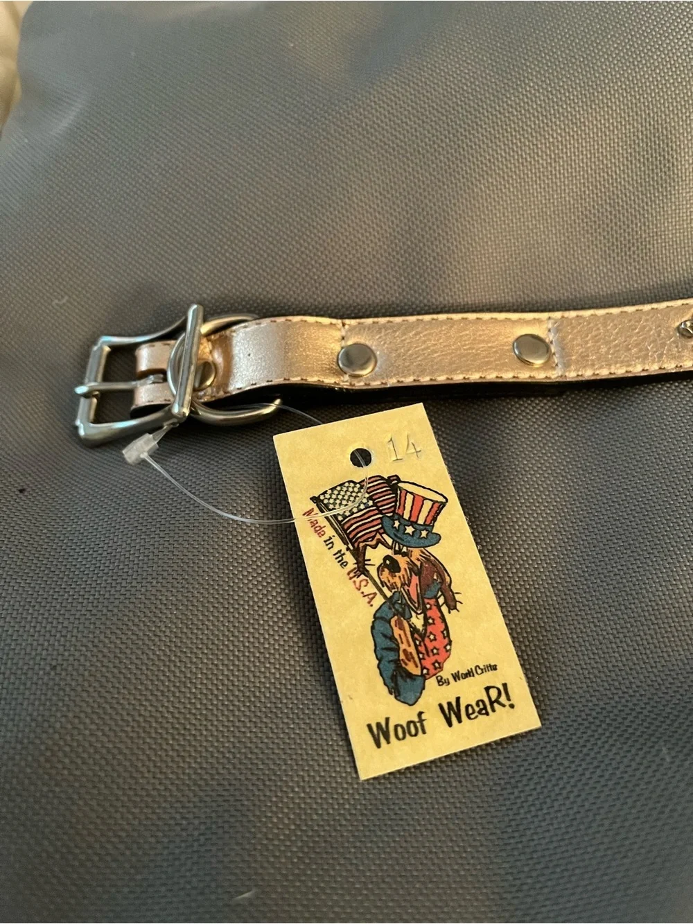 Woof Wear! Custom 14” lux dog collar NWT. Leather, crystals, fleur-de-lis